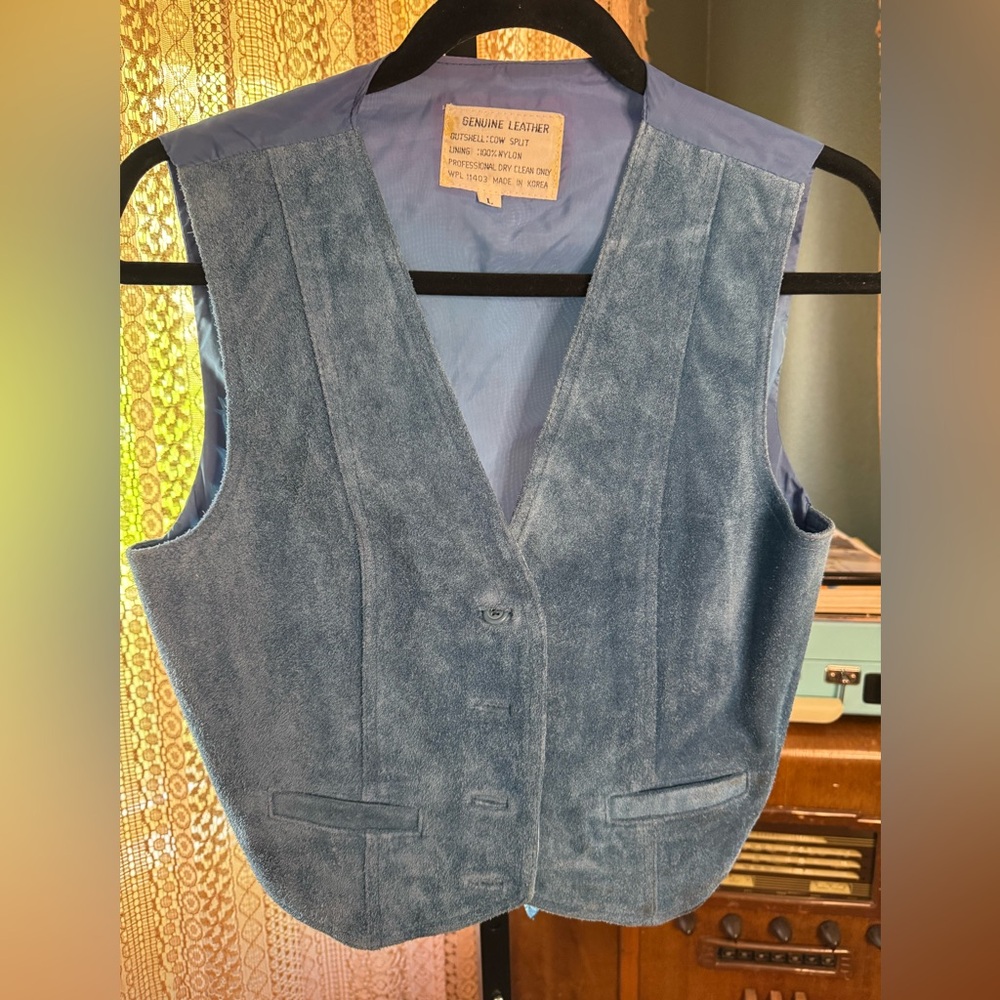VTG Blue Leather Vest